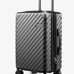 LUGGEX Carry On Luggage 22x14x9 Airline Approved - 35L Polycarbonate Expandable Hard Shell Suitcase with Spinner Wheels (Black, 20 Inch) *New* Retail 