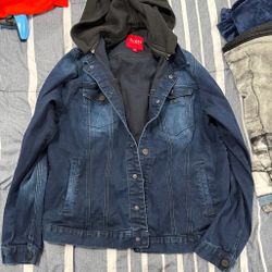 Guess XL Jean Jacket with Hood Blue