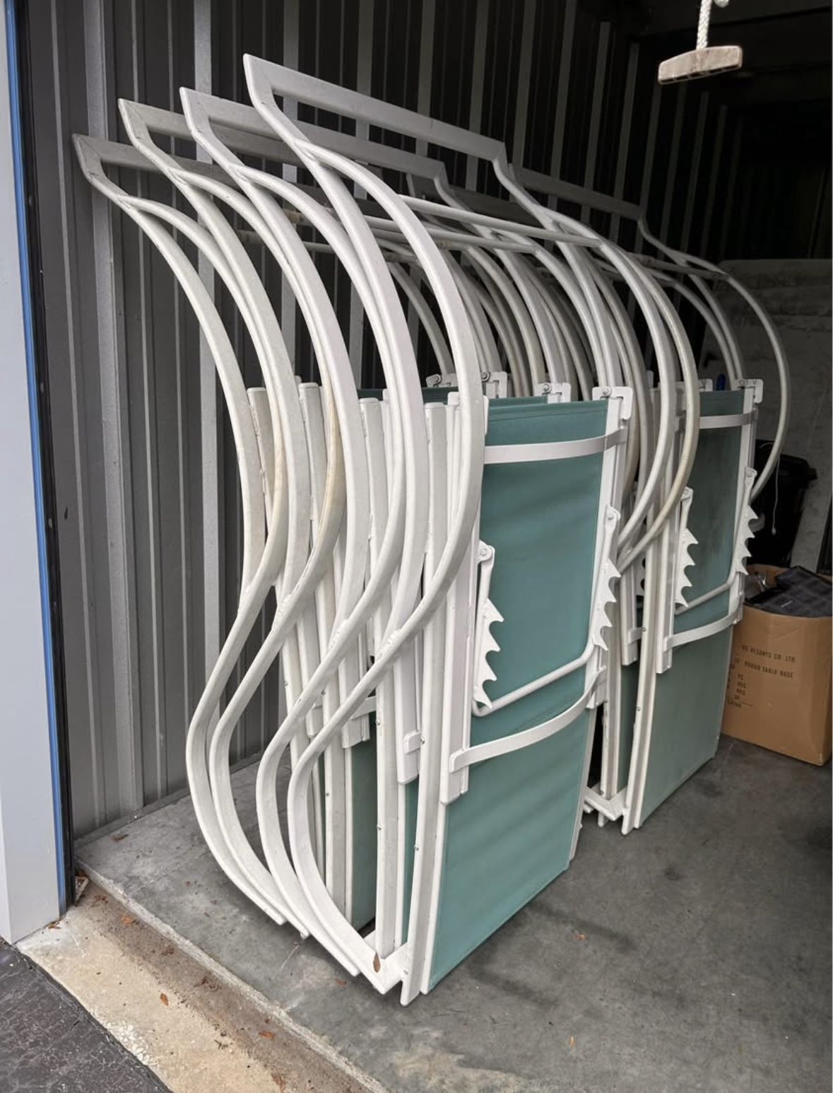$20 EACH for Turquoise/White Resort Style Pool Side Chaise Lounges-73L x 33W x 23H