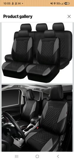 Black and charcoal leather full set car seat covers,  water proof,  universal fit,  (firm price)