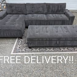  Sectional Sofa Chaise With Ottoman Free Delivery 🚚