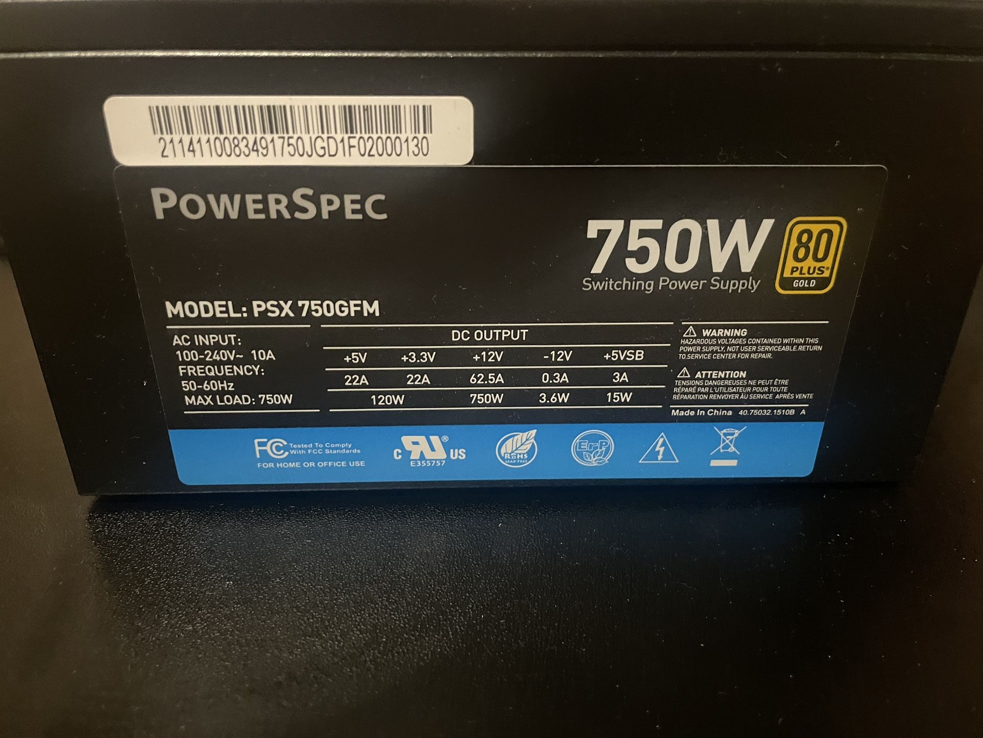 750W PowerSpec Power Supply