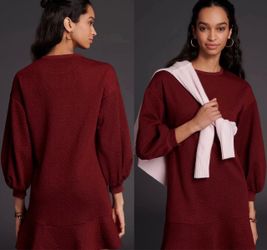 NWT $138 Anthropologie x Mare Mare Wine Odila Tunic Mini Pullover Dress S