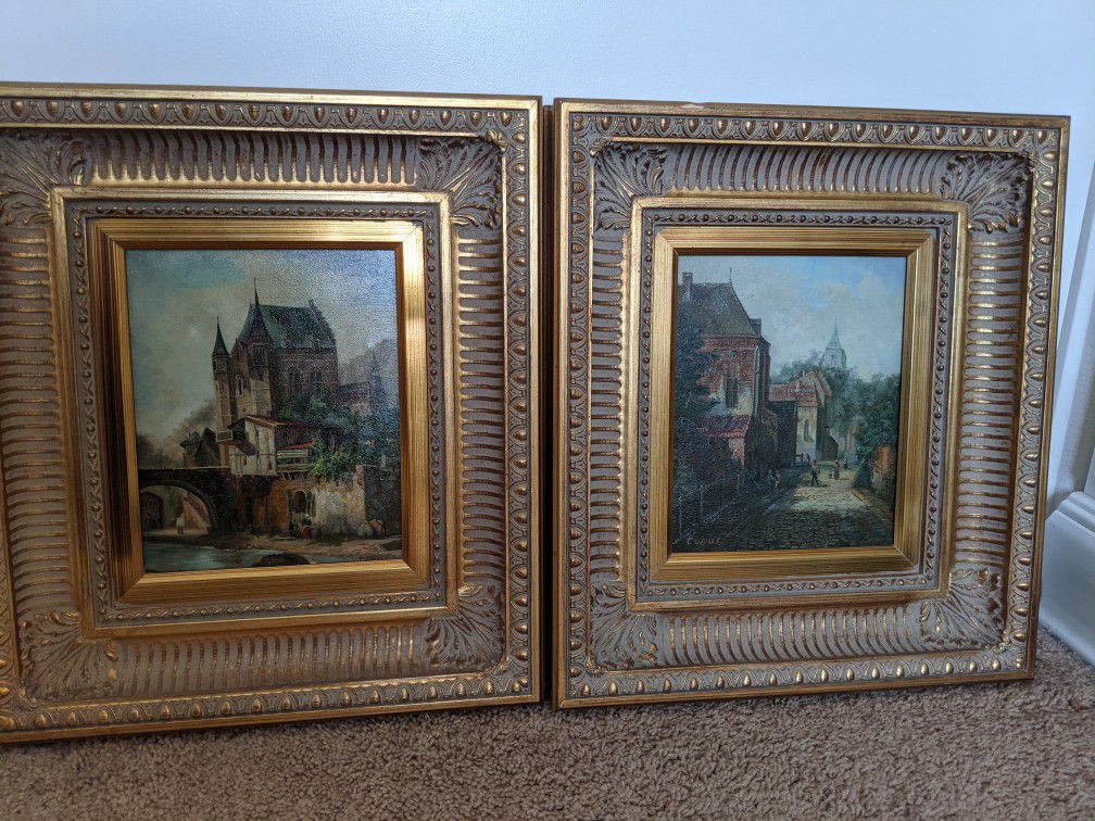 Pair Of German Oil Painting Scenes
