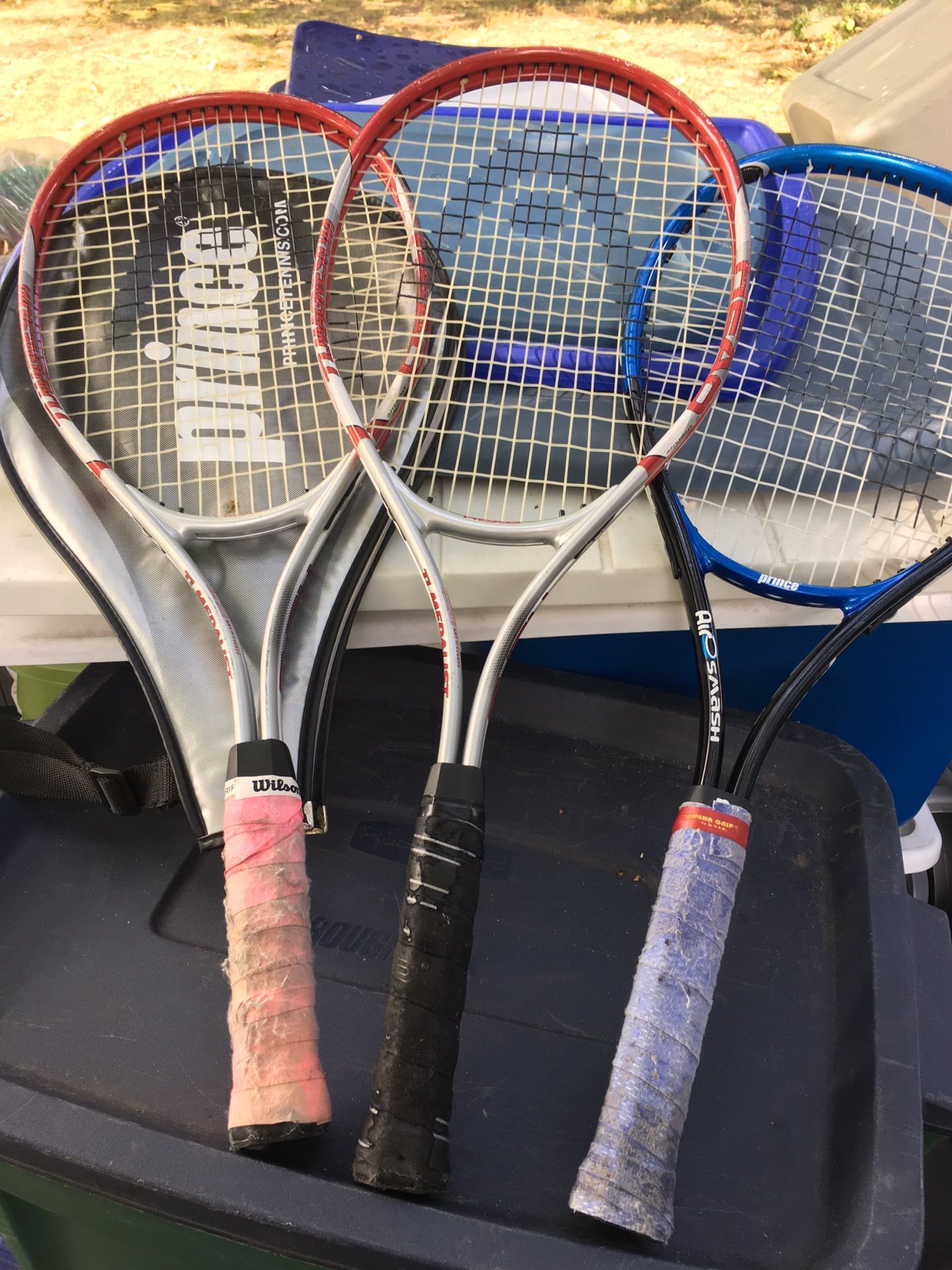 Carbon tennis rackets great shape only 15 each firm