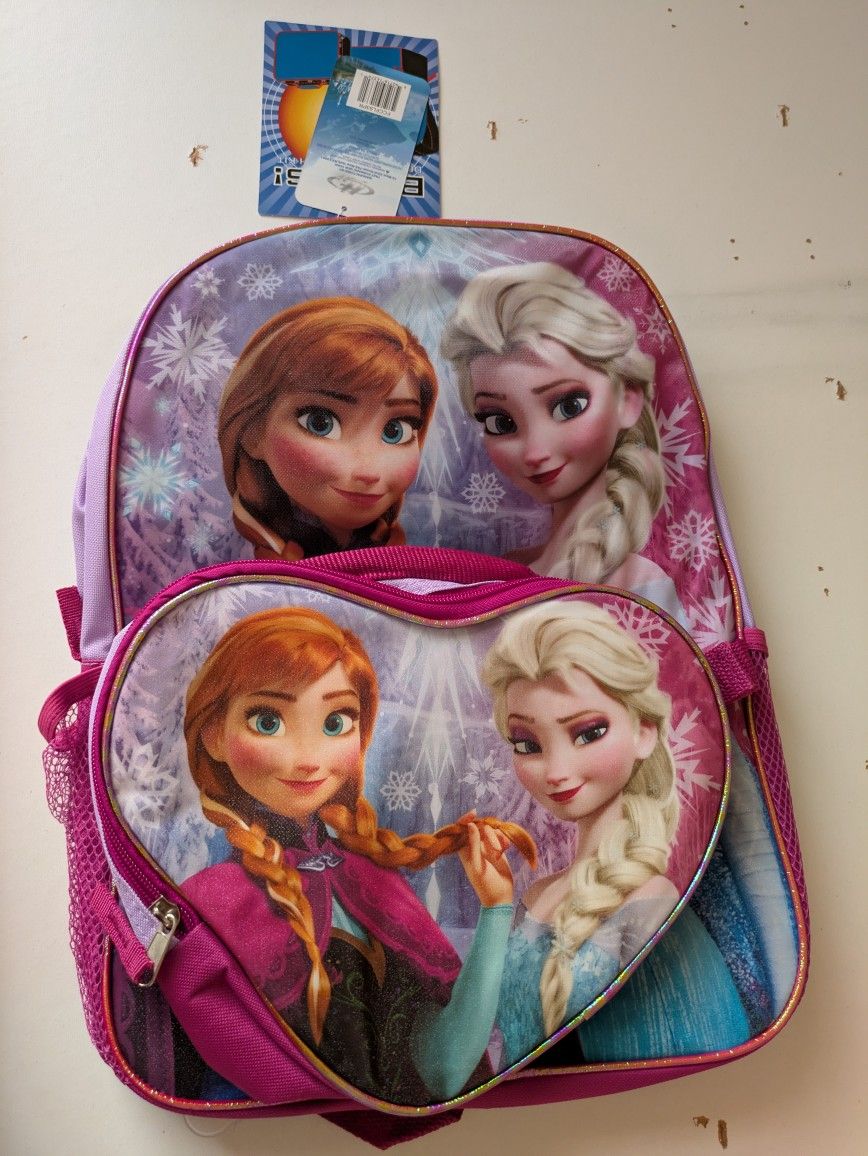 Disney Frozen 16"X12" School Backpack with Detachable Lunchbox, Elsa, Anna,
