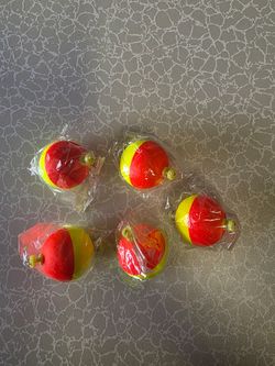 Lot of 5 Round Foam Snap-On Fishing Bobbers