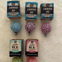 Vintage GE “Lighted Ice” Decorative Bulbs – 5 w/ Original Boxes