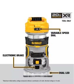 DEWALT 20V MAX XR Cordless Brushless Fixed Base Compact Router (Tool Only)
