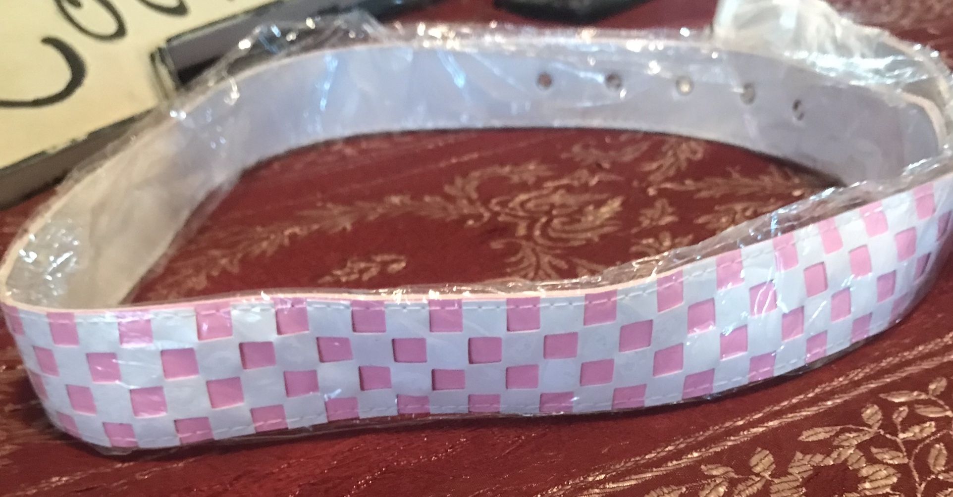 White And Pink Checkered Belt 40’ Long