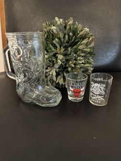 Western Glass Boot Mug & shoot glass set of 3.