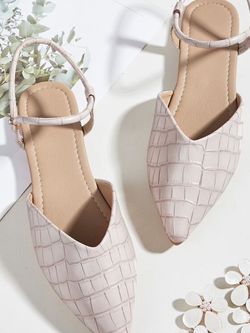 New In Box Croc Embossed Ankle Strap Flats - EUR37 (6.5)