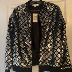 Sequence, jacket, black, and silver New 
