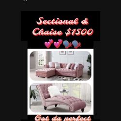 Pink sectional & Chaise FREE RUG $1500