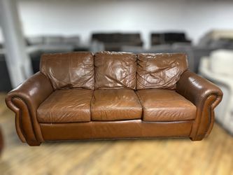 Free Delivery- Brown leather loveseat + couch/sofa