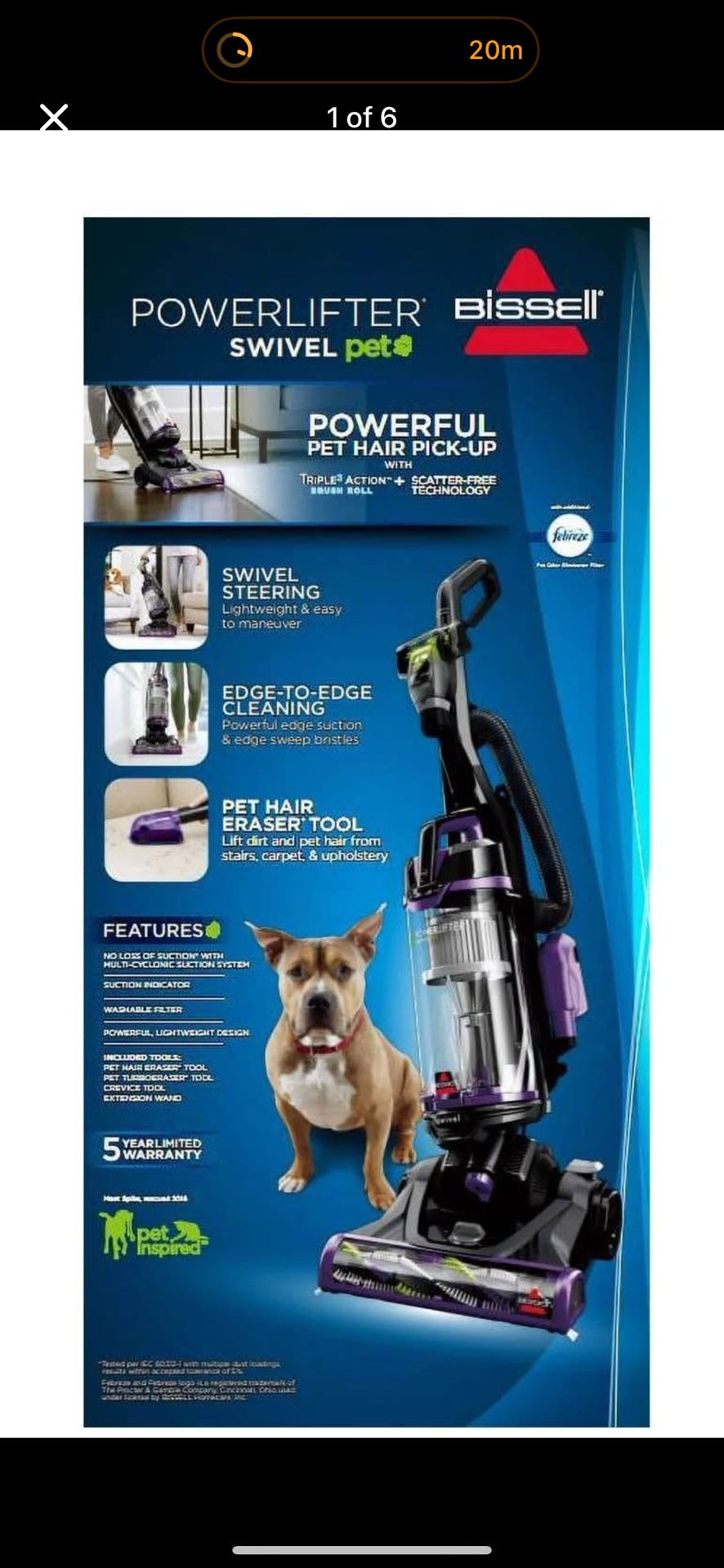 BISSELL Power Lifter Pet with Swivel Bagless Upright Vacuum, 2260