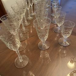 HAND CUT Crystal Glasses-20 Of Them-3-sizes