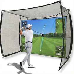 Mobile Golf Simulator Net – 10ft Compact Practice Net with Steel Frame & Impact Screen – Indoor & Outdoor Golf Training for Backyard, Garage & Home Si