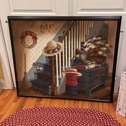 Large Vintage Oil Painting On Canvas