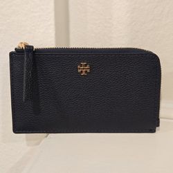Brand New Navy Tory Burch With Gold Logo Wallet