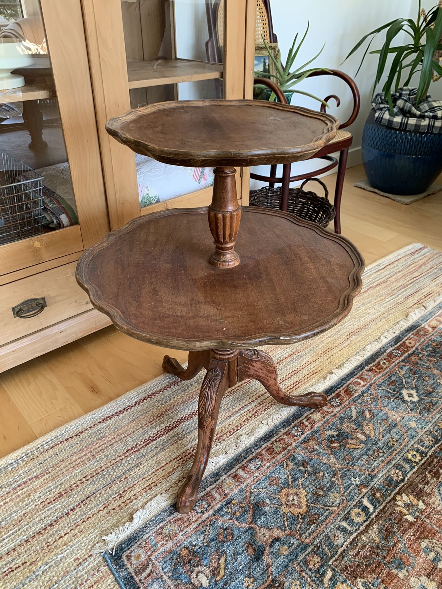 Vintage “pie crust” two-tier table
