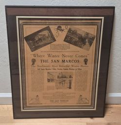 The San Marcos Resort Chandler AZ Antique 1924 Newspaper Ad Framed 27x22" Hotel