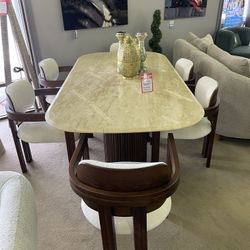 Pauma Travertine Dining Room Set / 7pc