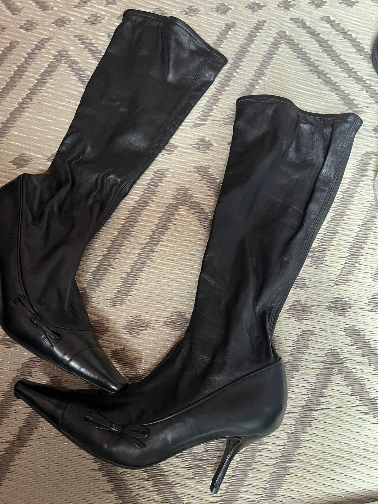 Chanel Leather Tall Boots/Bow