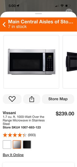 30” VISSANI 1.7 OVER THE RANGE MICROWAVE  STAINLESS NEW