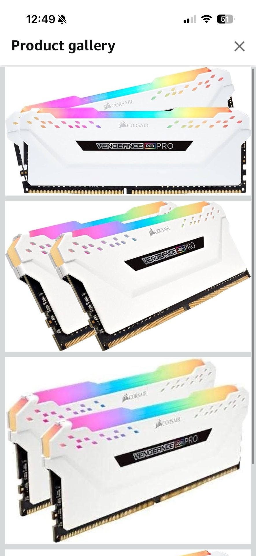 Corsair Vengeance RGB Pro 32GB (2x16GB) DDR4 3200 (PC4-25600) C16 Desktop Memory – White