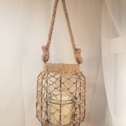  Jute on Wire Hanging Basket 