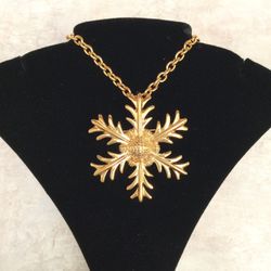 Napier Gold Snowflake Pendant / Brooch - (24” Chain) 
