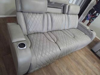Boyington Gray Leather Living Room Set – Sofa, Loveseat + Recliner, 64% Off