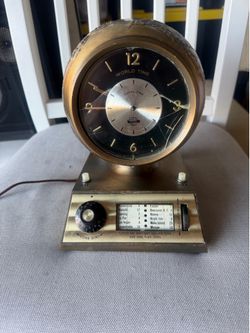 Vintage World Time Zone Globe Clock, Presidential By Zonemaster, 1950s Desk Item, Powers On,