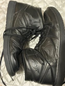 Nike Air Jordan 1 Mid Black Leather Sneakers