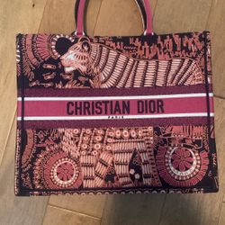 Christian Dior Canvas Embroidered Tote Bag