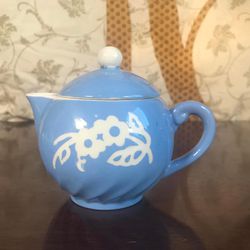 Vintage Harker Pottery Cameoware Cornflower Blue Ceramic Creamer Lid Tea Coffee