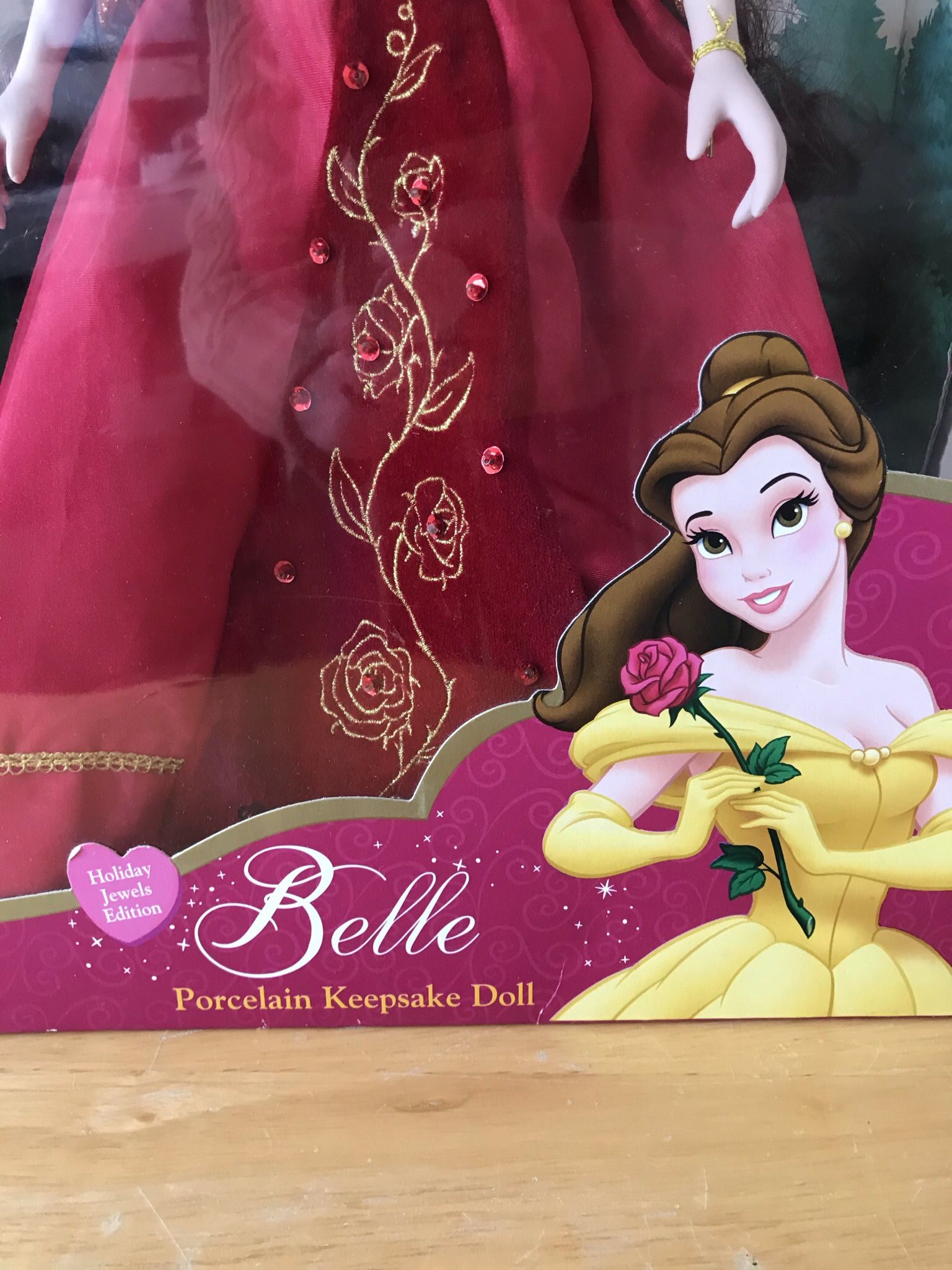 Disney Belle Porcelain keepsake brass key Red Dress