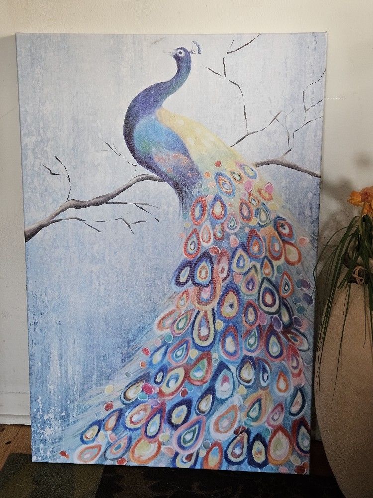 Peacock , Beautiful convas Painting 36"x 24"