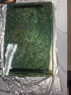 Handmade Resin Serving Tray with Handles