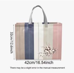 Striped Tote Bag with Floral Print