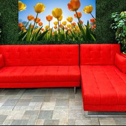 Free Delivery 🚚 Used Red 2-Piece Futon Sleeper Sectional Couch