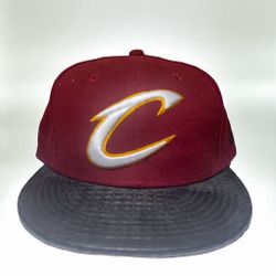 Cleveland Cavaliers Burgundy Hat With Black Leather