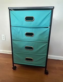 Rolling Cart With Blue Bins