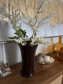 MADE IN FRANCE glossy, dark brown/trumpet vase $20