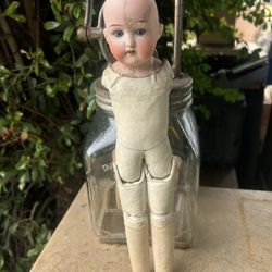 From the land of Misfit Toys; Antique German Doll w/Leather Body and Assorted Issues: