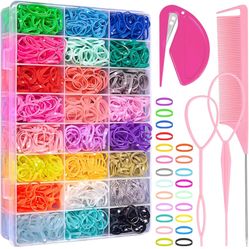 24 Colors Elastic Hair Rubber Bands, 2880 PCS Pydeeirom Hair Ties 