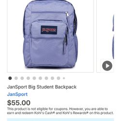 JanSport BIG Student Backpack Purple