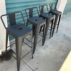 Set Of 4 Metal Stools 30”