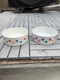 Dog food and water bowls